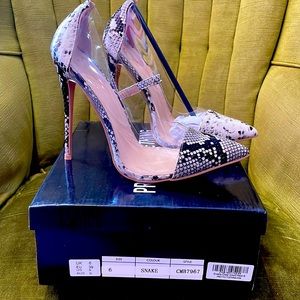 Brand new never worn Pretty Little Thing snake print heels